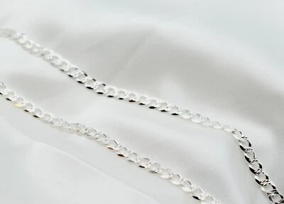 925 Sterling Silver 6mm Diamond Cut Pave Cuban Link Chain Necklace  ALL Sizes - Image 1 of 4