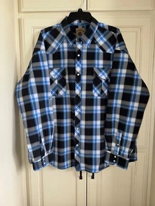 Men's COEVALS CLUB Blue Black White Plaid LS Collared Pearl Snap Western 3XL - Picture 1 of 11