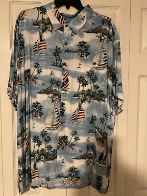 Camisa CAMPIA Para Hombre 2XL HAWAIANA Abotonada Manga Corta 100% Rayón Foto 1 de 4