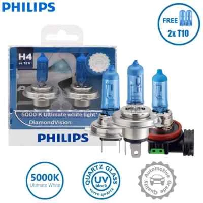 Philips Diamond Vision H1 H4 H7 H8 H11 HB3 HB4 Halogen Lamp 5000K White Car Bulb - Image 1 of 4