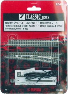 Rokuhan Z-Gauge R040 110 mm Right Branch Point Rail 1 Piece Ships From Japan - Image 1 of 2