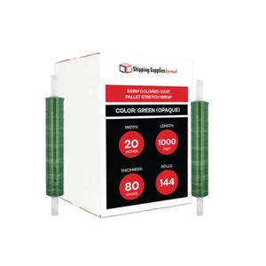 Cast Extended Core Stretch Wrap 20"x1000' 80 Gauge 144 Rolls Green Shrink Film - Picture 1 of 7
