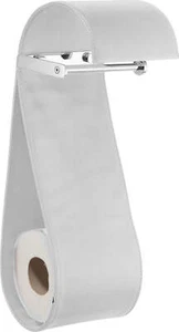 Iris Chrome White Toilet Paper Holder with Spare, White Leather. Bath tissue hol - Picture 1 of 2