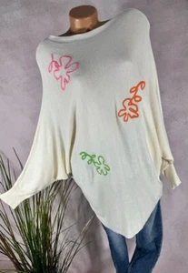 leichter Feinstrick LONG Pullover Pulli BESTICKT Italy IVORY 36 38 40 42 - Bild 1 von 5