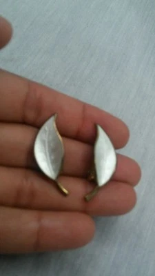 De colección. David Andersen Plata de Ley 925 Vermeil Hoja Clip en Pendientes  Foto 1 de 4