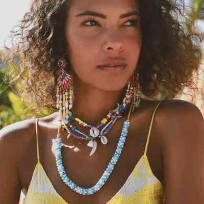 Collar DANNIJO Boho Tri Cuentas Ángulo Ajustable Trenzado Cuerda Cordón Vacay Foto 1 de 4