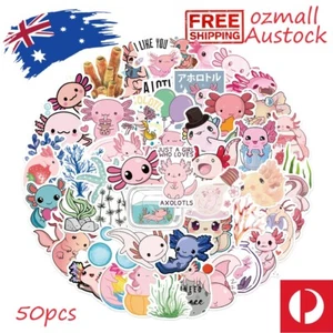50pcs Cute Axolotl Stickers Animal Kids Car Funny Vinyl Decal Waterproof Laptop - Picture 1 of 4