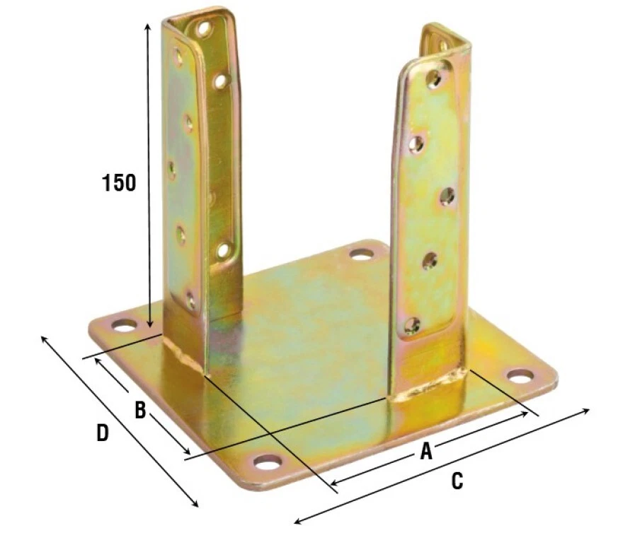 Supporto staffa per pilastri travi in legno quadro 92x92x144h mm in acciaio - Immagine 1 di 1