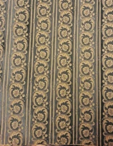 Scampolo Cretone in seta verde e oro Stoffa Tessuto Arredo Dress cm.39 x 292 - Foto 1 di 2
