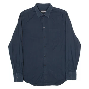 EMPORIO ARMANI Mens Plain Shirt Blue Long Sleeve M - Picture 1 of 6