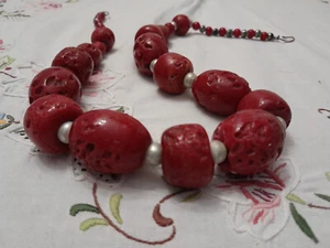 Collana Vintage corallo Rosso  Naturale - Foto 1 di 1