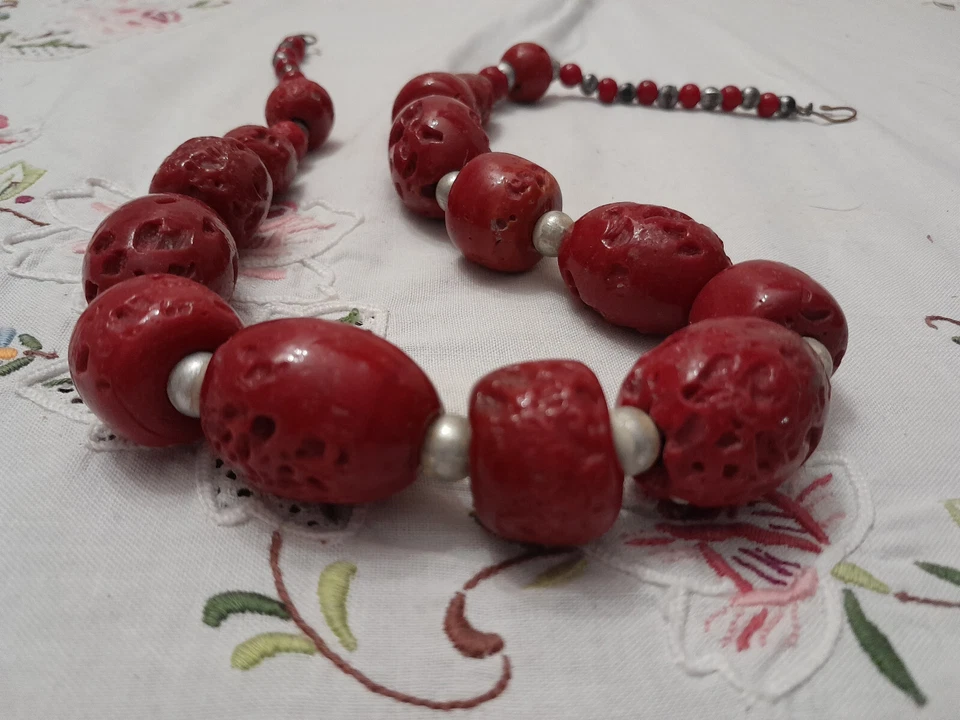 Collana Vintage corallo Rosso  Naturale - Immagine 1 di 1