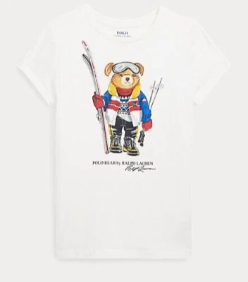 Polo Ralph Lauren Iconic Ski Polo Bear Cotton Tee shirt Sz M (8-10) youth NWT - Image 1 of 4
