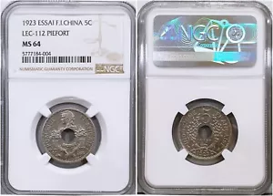 Französisch Indochina 1923 5 Cent Piefort Essai NGC64 *selten - Bild 1 von 6