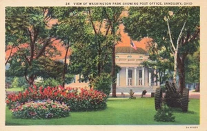 PC vintage View of Washington Park Showing Post Office, Sandusky, Ohio - Foto 1 di 2