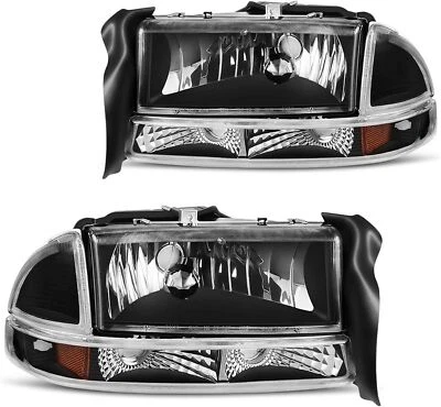 Faros delanteros transparentes negros diestros+derechos para Dodge Dakota Durango 1997-2004 Foto 1 de 4