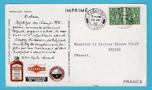 ST LUCIA dear doctor card Solfatare 1952 Castries to France - Picture 1 of 2