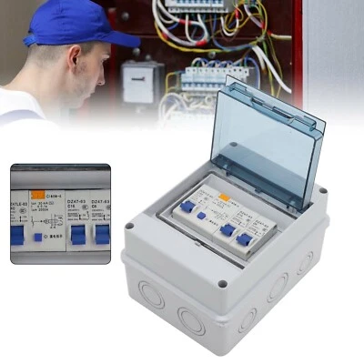 2 Way Garage Consumer Unit Enclosure Fuse Box C16 30mA RCD MCB Fuse Box