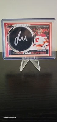 2022-23 UD Jacob Markstrom Signature Puck Stoppers Trilogy  # SPU-JC AUTO - Image 1 of 2