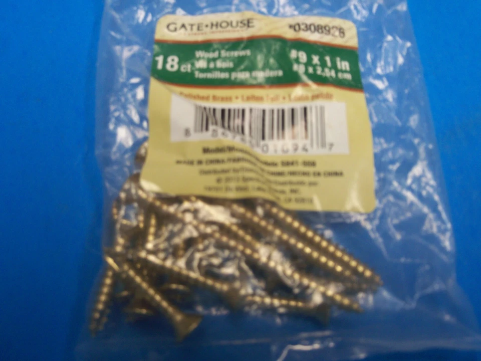 NUEVO (paquete de 18 piezas), #9 x 1", empotrado, tornillo, bisagra, puerta - acero, tono latón, PB, LB55 Foto 1 de 1