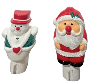 Vintage Christmas Night Lights Santa Claus/Snowman Plastic Toggle On/Off Lot 2 - Picture 1 of 6