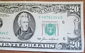 1985 $20 FRN F-BLOCK ATLANTA SMALL PORTRAIT, F48761344C, UNCIRCULATED CONDITION - Picture 1 of 3
