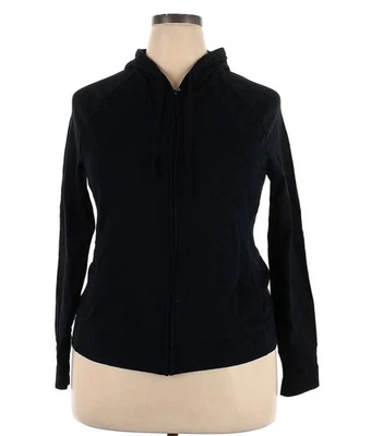 Sudadera con capucha negra con cremallera XXL Merona para mujer Foto 1 de 2