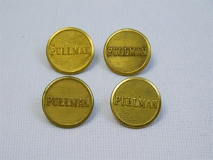 4 Antique Brass PULLMAN Railroad Scovill Shank Jacket Uniform Buttons - Picture 1 of 9