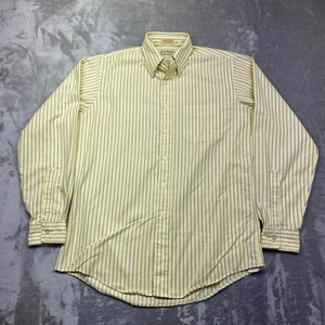 VTG L.L. Bean Men's Button Down Shirt Yellow Blue Striped Long Sleeve 16-36 USA - Picture 1 of 7