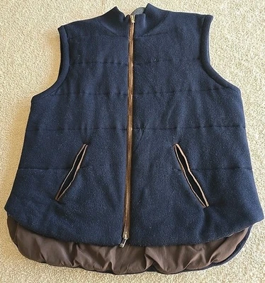 Hart Schaffner Marx Men's 100% Extra Fine Merino Wool Puffer Vest Navy Size L - Image 1 of 4