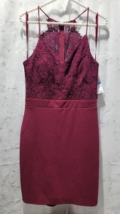 City Studio weinrot Neckholder Mini Junior Größe 9 Medium Kleid Spitze - Bild 1 von 4