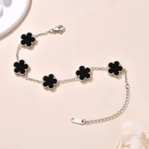 18K Gold Plated Clover Bracelet Adjustable Bracelets Lucky Flower Lobster Claw - Picture 1 of 3