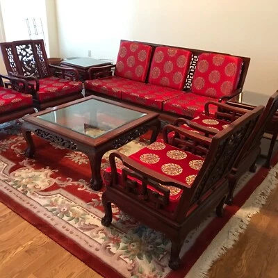 Antique Chinese Rosewood Living Room Furniture Set - Image 1 of 4