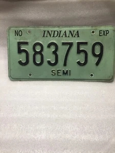 RARE GREEN Indiana License Plate Semi  NO EXP 583759 - Picture 1 of 6