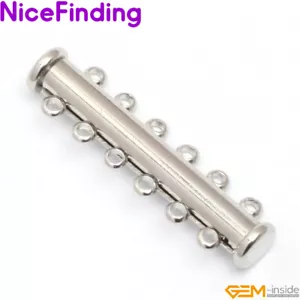 Fibbia placcata oro 10x35 mmTube argento bianco 6 corde reperti gioielli fai da te - Foto 1 di 11