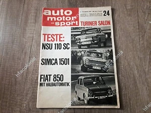 Alte Autozeitschrift Auto Motor und Sport Heft 24 vom 26. November 1966 - Imagen 1 de 2