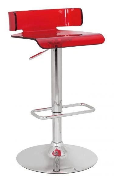 ACME Rania  Grey / Red / Clear Acrylic & Chrome Finish Swivel Adjustable Stool - Image 1 of 1