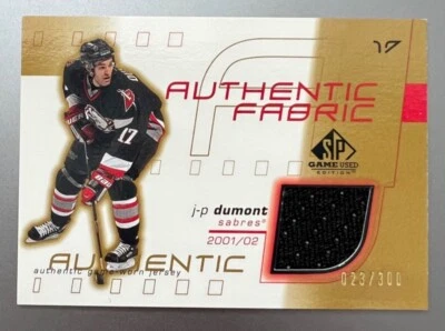 2001-02 SP Game Used Authentic Fabric Gold #AF-JD J-P Dumont RARE! /300 - Image 1 of 2