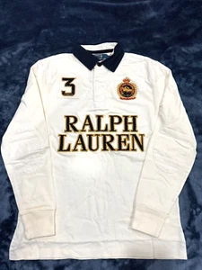 Polo Ralph Lauren Men Long Sleeve Cream Rugby Polo Shirts #3 Custom M 201012-3 - Picture 1 of 7