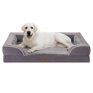 XL Dog Bed Orthopedic Foam Purple 42x30x9" -Removable Cover & 3+1/2Side Bolsters - Picture 1 of 10