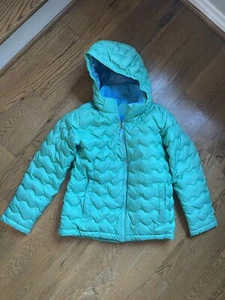 L.L. Bean Girl's Blue Puffer Down Jacket ~ Girl's Size L (14-16) Fleece Lined - Picture 1 of 11