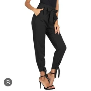 Pantalones Lápiz Grace Karin Cintura Alta Nuevos Negros Talla Mediana Bolsa de Papel Lazo Nudo - Imagen 1 de 7