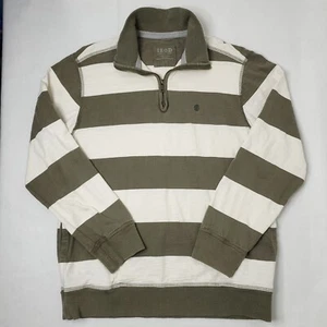 Izod Luxury Sport Vintage Striped Rugby Men’s Large 1/4 Zip Sweatshirt Olive - Picture 1 of 11