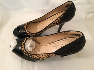 Marc Fisher Women's Tint4 Platform Pumps Black/Glitter/Leopard Size 8 M - Picture 1 of 8