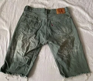 Vintage Levis 501XX Green Denim Cut-Off Shorts W34 L34 - Picture 1 of 13