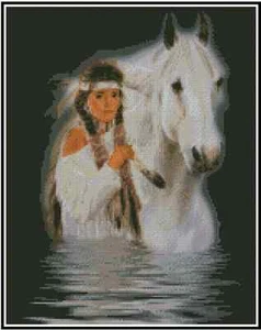 Native American Women with Horse Counted Cross Stitch Chart No. 21-142 - Picture 1 of 1