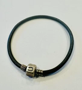 Chamilia Sterling Silver Black Leather Cord Bracelet 7” - Picture 1 of 3