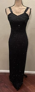 LAURENCE KAZAR BLACK EMBELLISHED SLEEVELESS COCKTAIL DRESS 100 % SILK SIZE SMALL - Picture 1 of 10