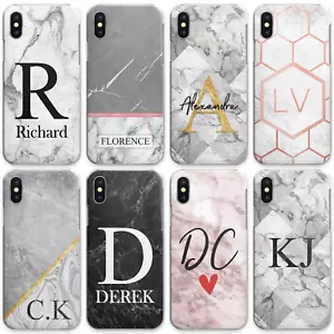 CUSTODIA TELEFONO INIZIALI PERSONALIZZATE;COVER RIGIDA MARMO PER HUAWEI P20 PRO Y6 Y7 Y9? - Foto 1 di 15