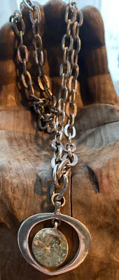 JK Jewel Kade Heart Champagne Crystal Dangle Pendant Chunky Chain Necklace 30" - Image 1 of 4